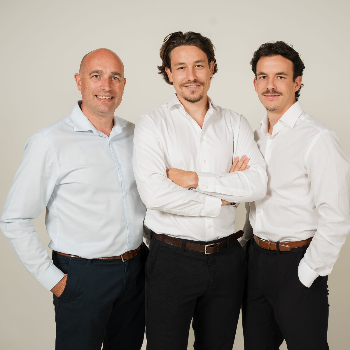 Kristof Balliu, Bert Drijkoningen en Wouter Drijkoningen, de drie oprichters van Tricura